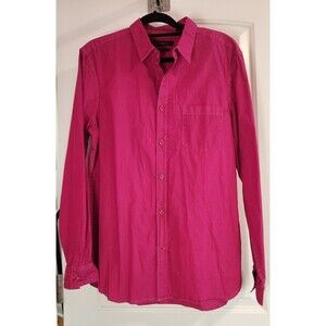 French Connection Men's L Casual Button Up Shirt Cyclamen Purple Overdyed Poplin